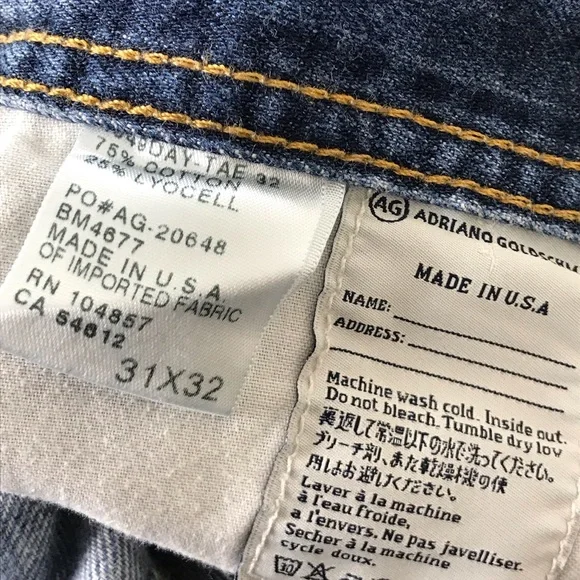 AG Adriano Goldschmied The Protege Straight Leg Jeans Size 31 x 32